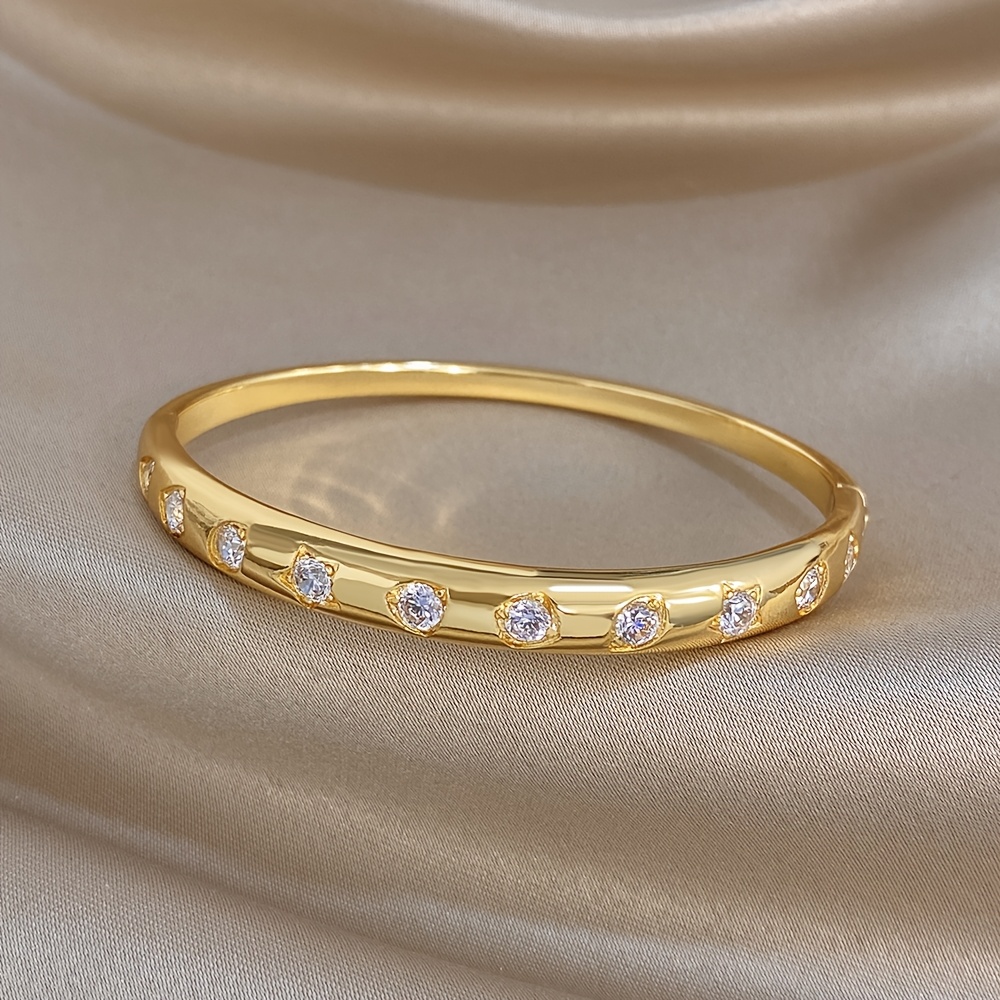 Women's Golden Star Copper Bracelet, Gold Plated Zirconia
